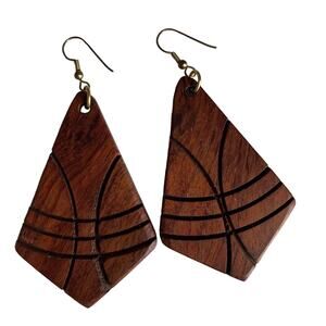 Handcrafted Exotic African Bubinga Wood Drop Earrings Jewelry